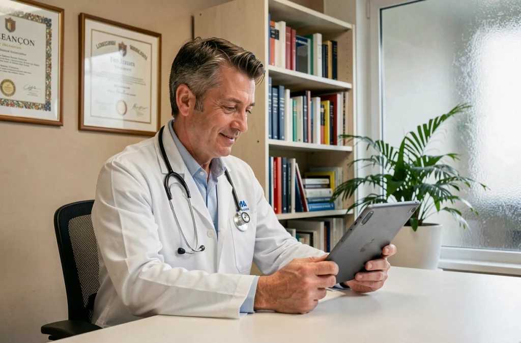 Dr Martin Rachwalski, chirurgien esthétique en consultation dans son cabinet à Besançon